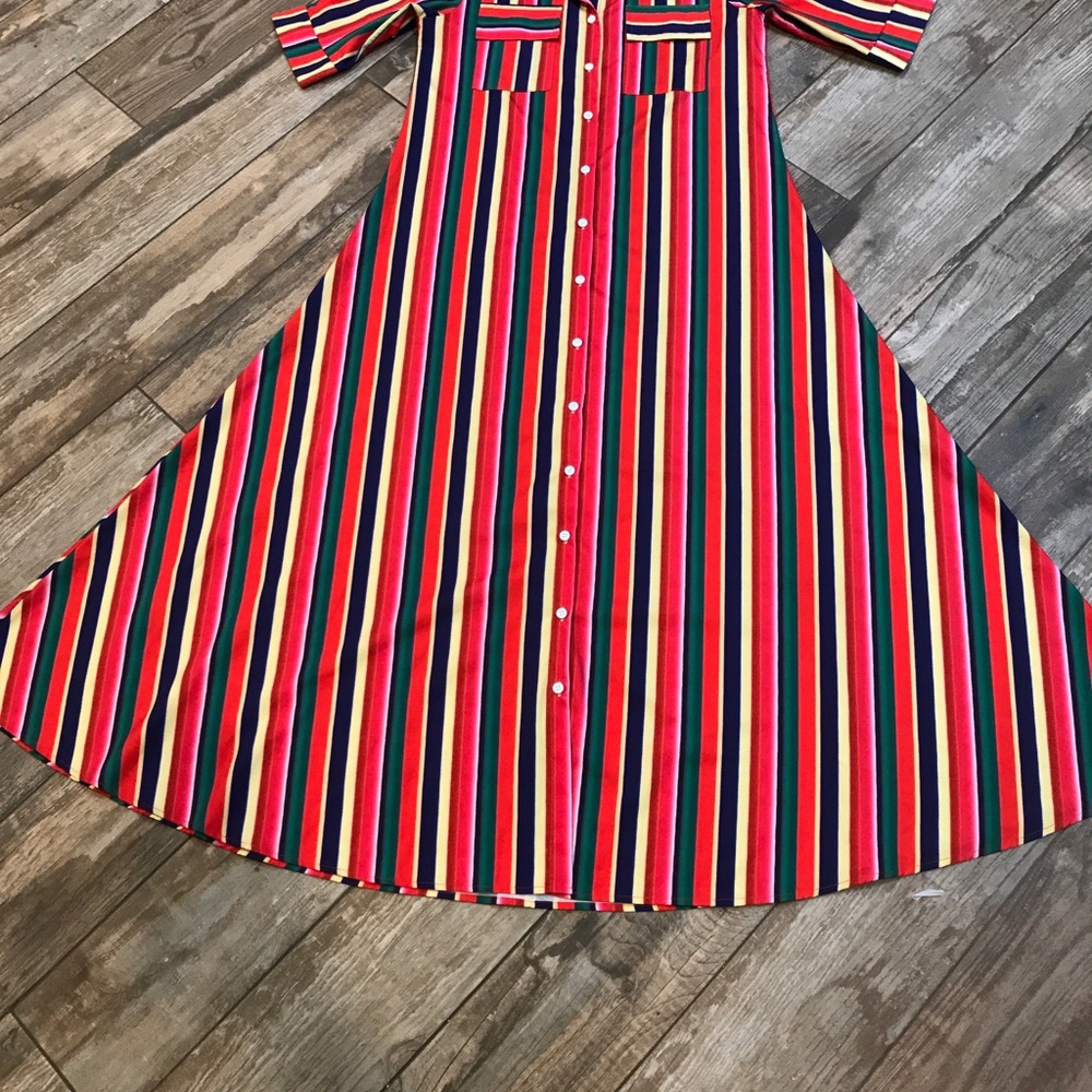 Vintage 1970’s Maxi Dress Multicolor Stripes